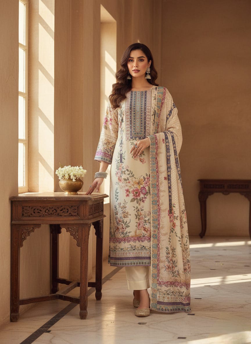Pure Silk Embroidered Suit Set
