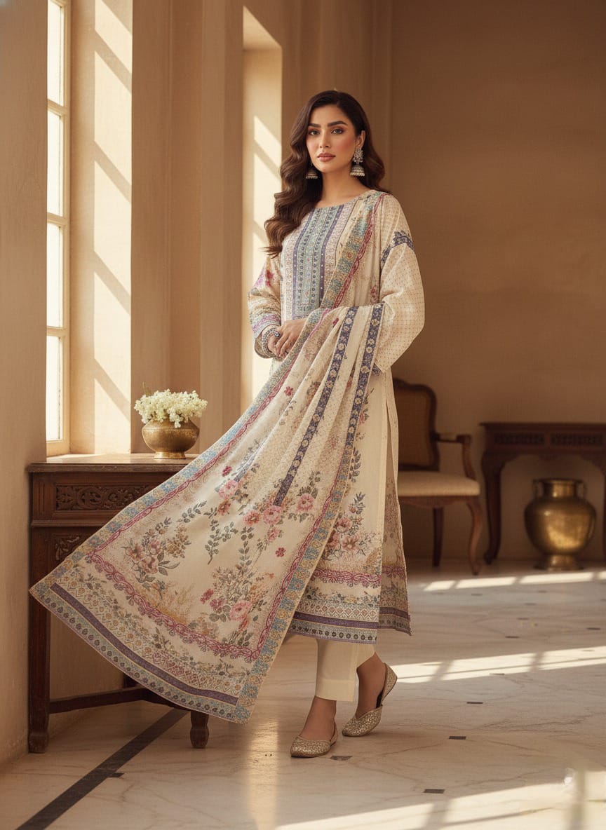 Pure Silk Embroidered Suit Set