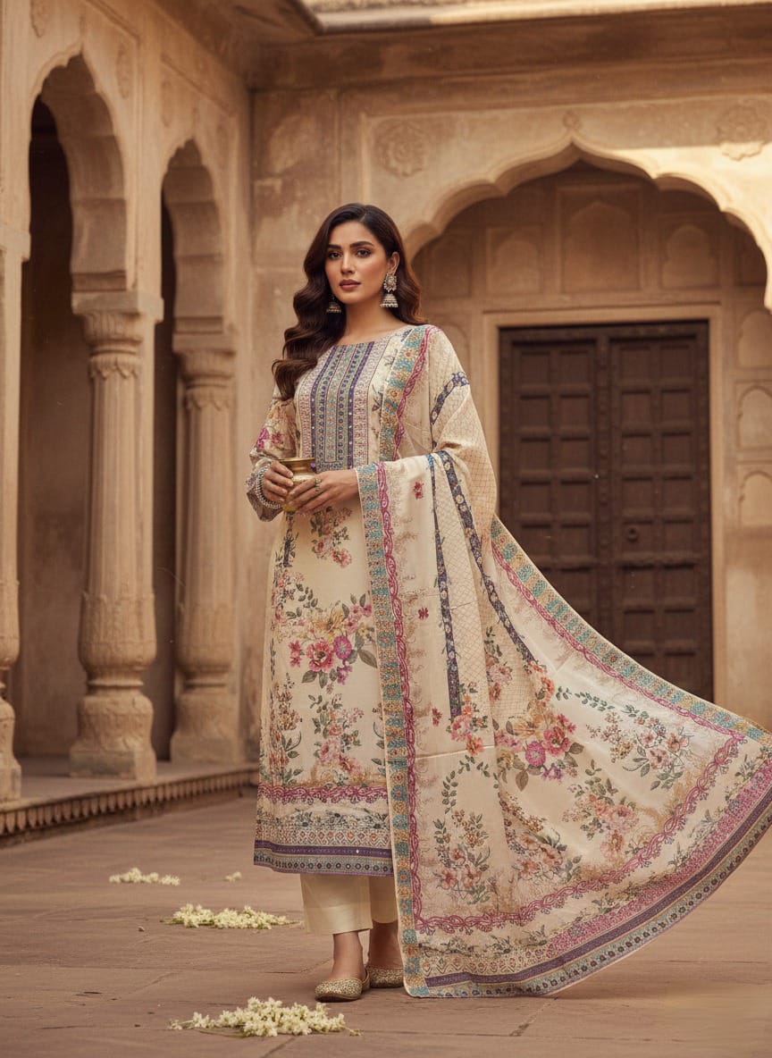 Pure Silk Embroidered Suit Set