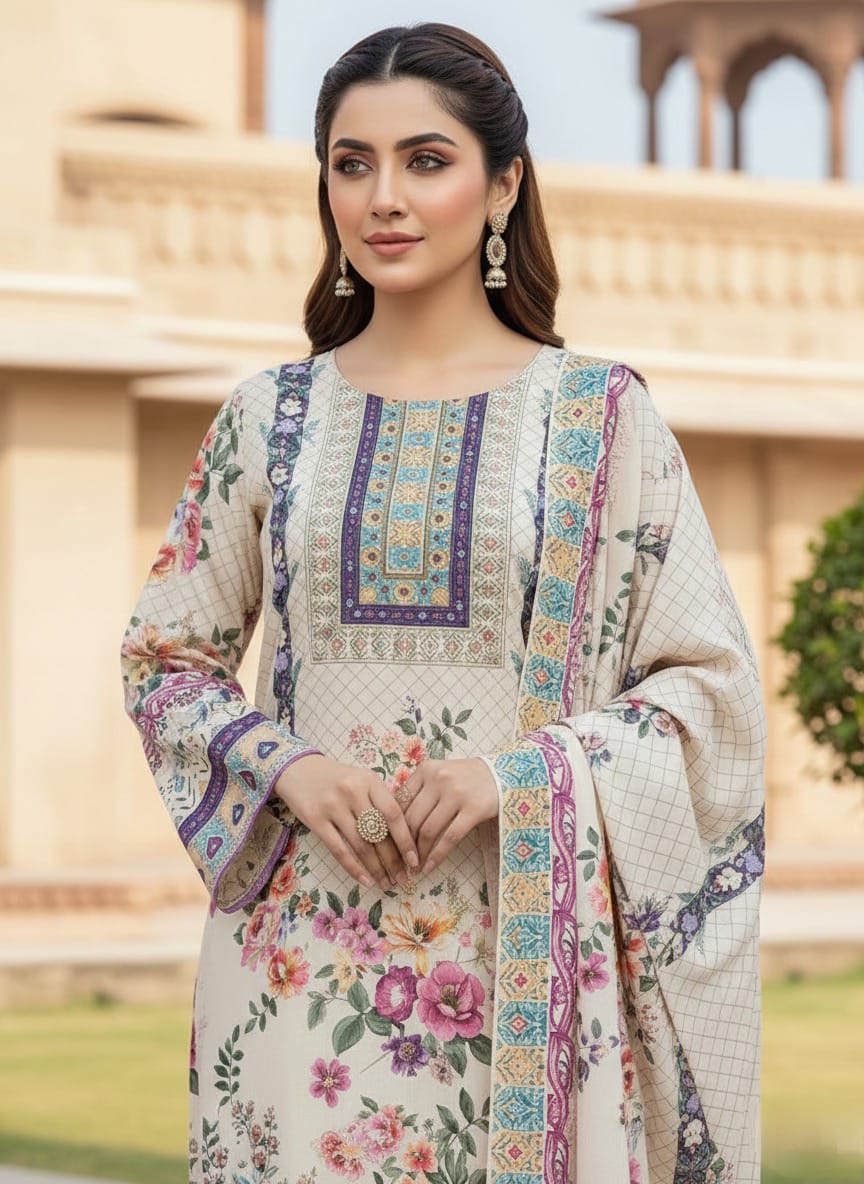 Pure Silk Embroidered Suit Set