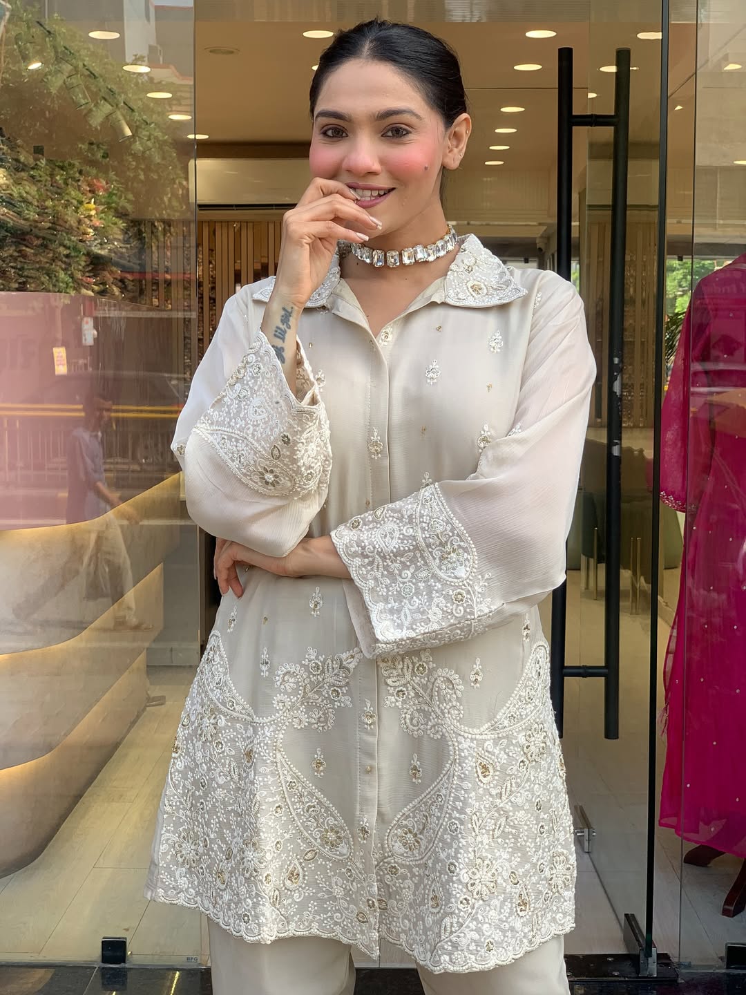 Premium Chanderi Silk With Embroidered Co-Ord Set