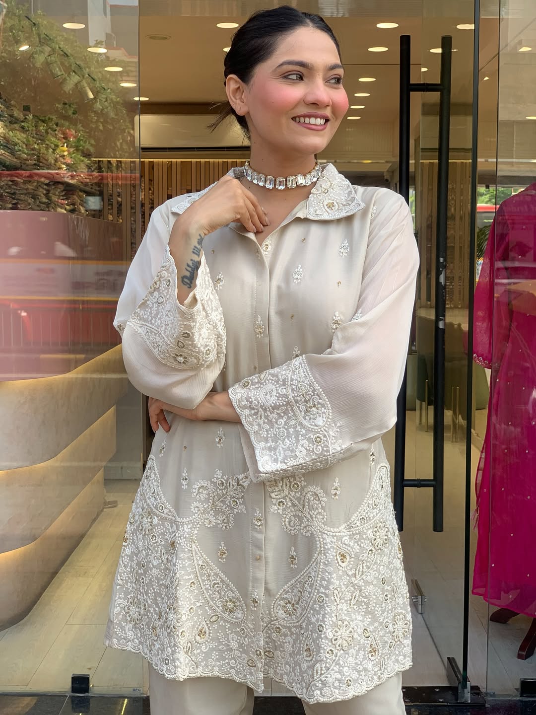 Premium Chanderi Silk With Embroidered Co-Ord Set