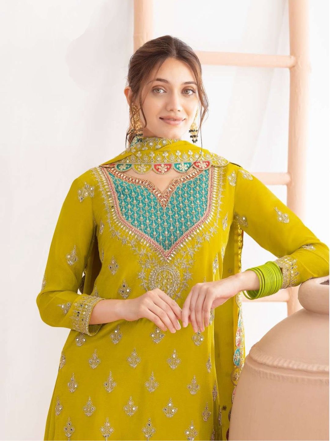 New Designer Party Sharara Suit & Dupatta Set              FULLY STITCHED