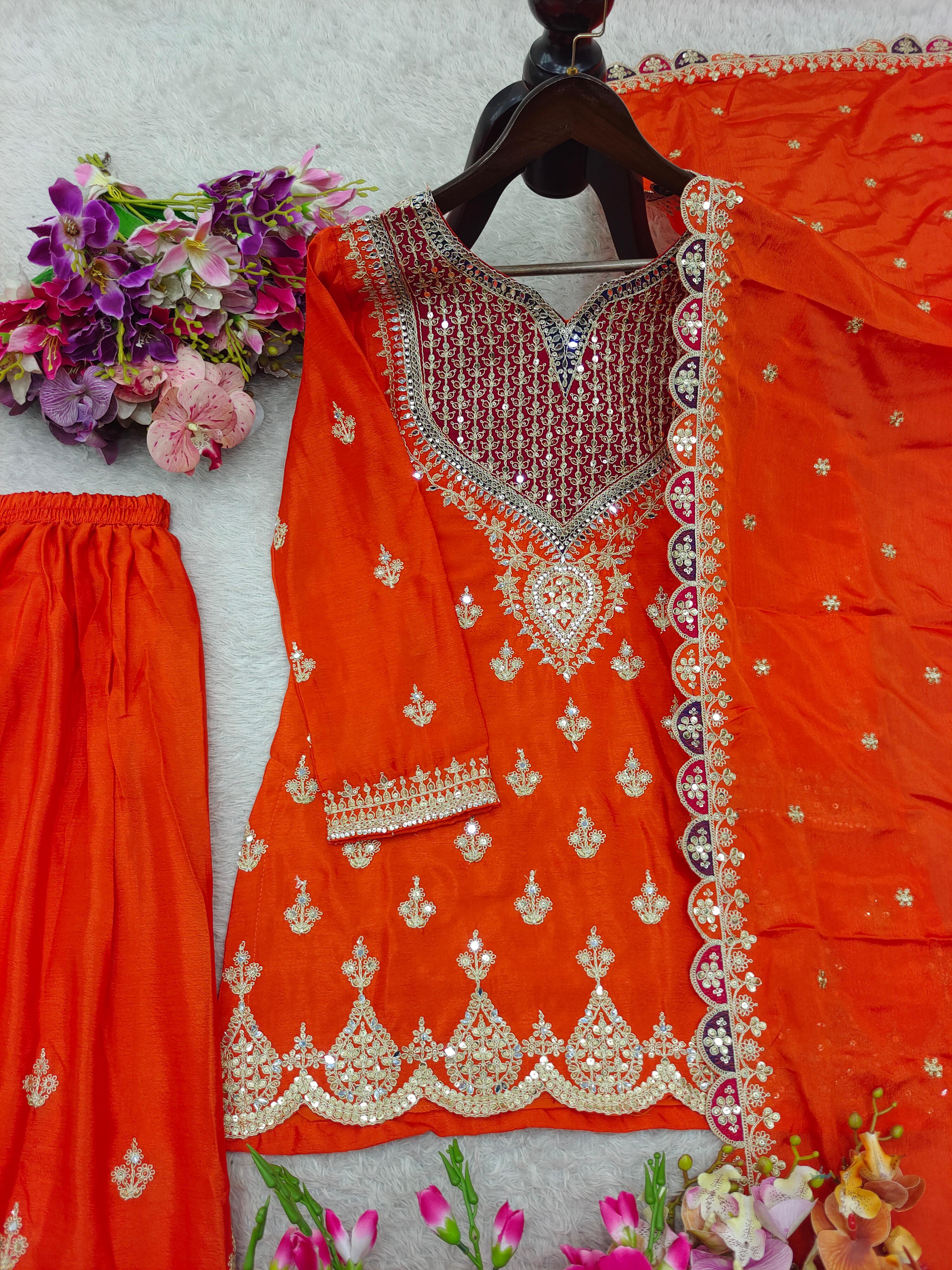 New Designer Party Sharara Suit & Dupatta Set              FULLY STITCHED