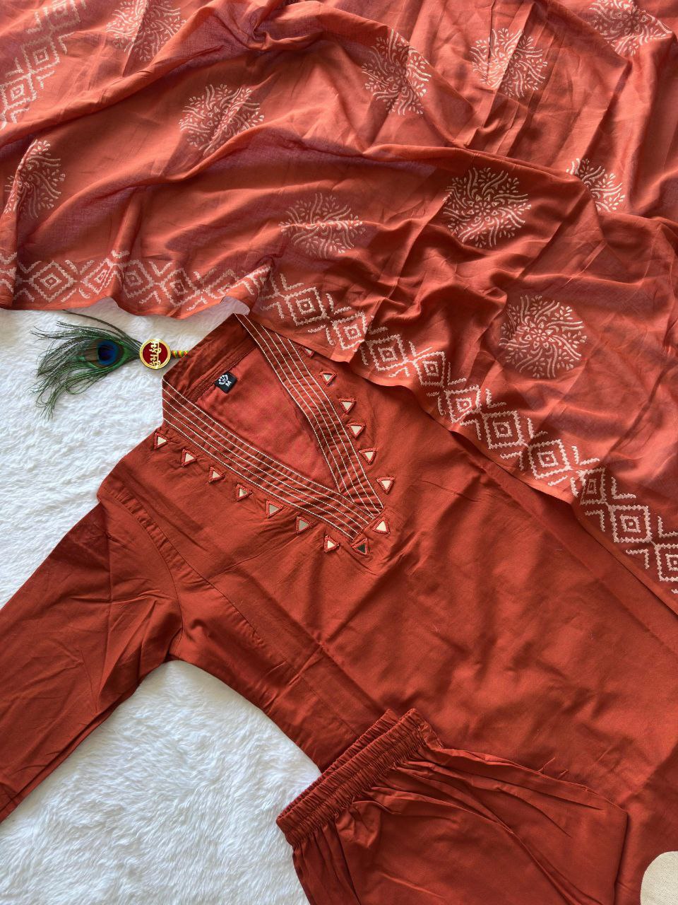 New Designers A-Line Kurti Pent Dupatta Set