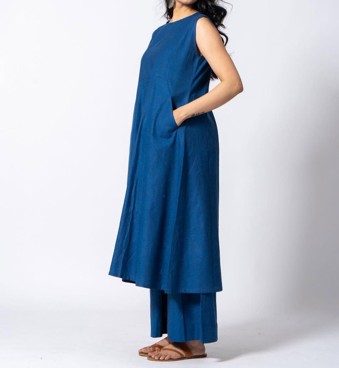 Women's Cotton Kurta pant sets - Blue