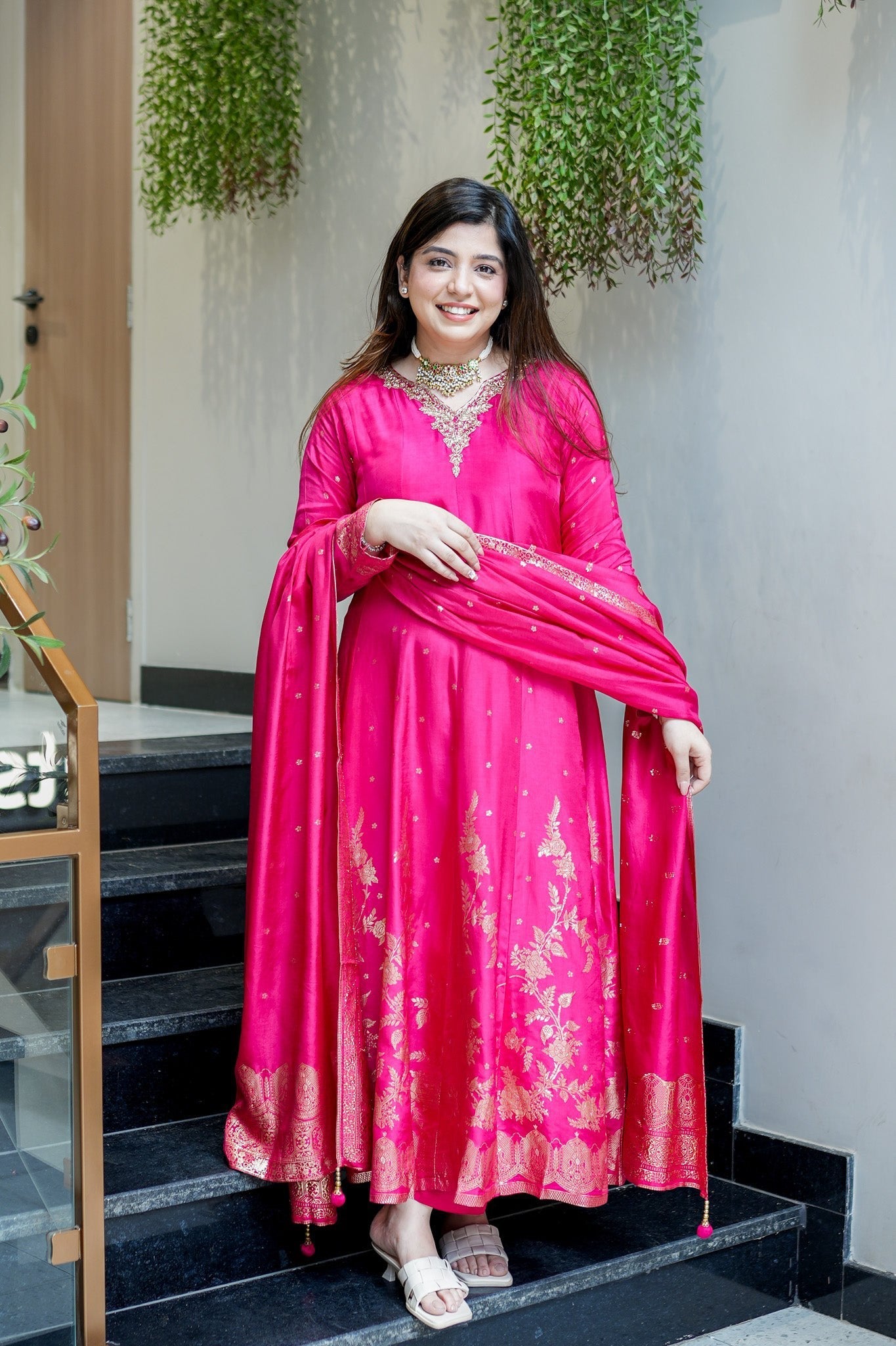 Pink Pure Cotton Silk Suit Set