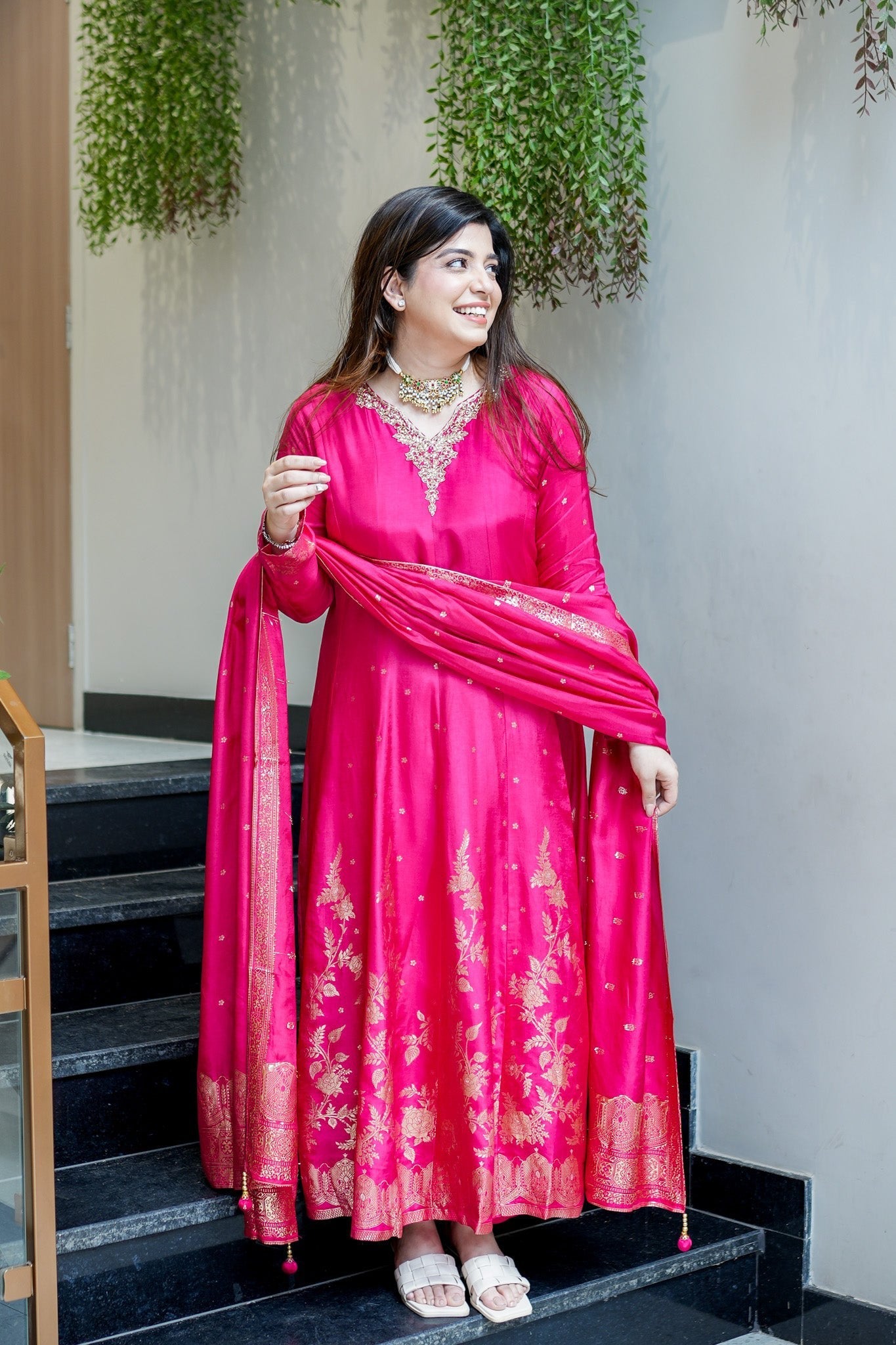 Pink Pure Cotton Silk Suit Set