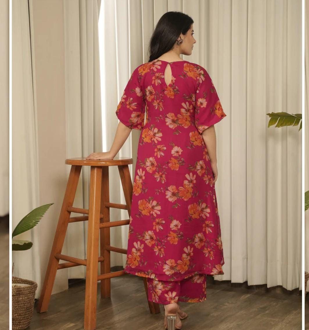 Floral Print Chiffon Co Ord Set