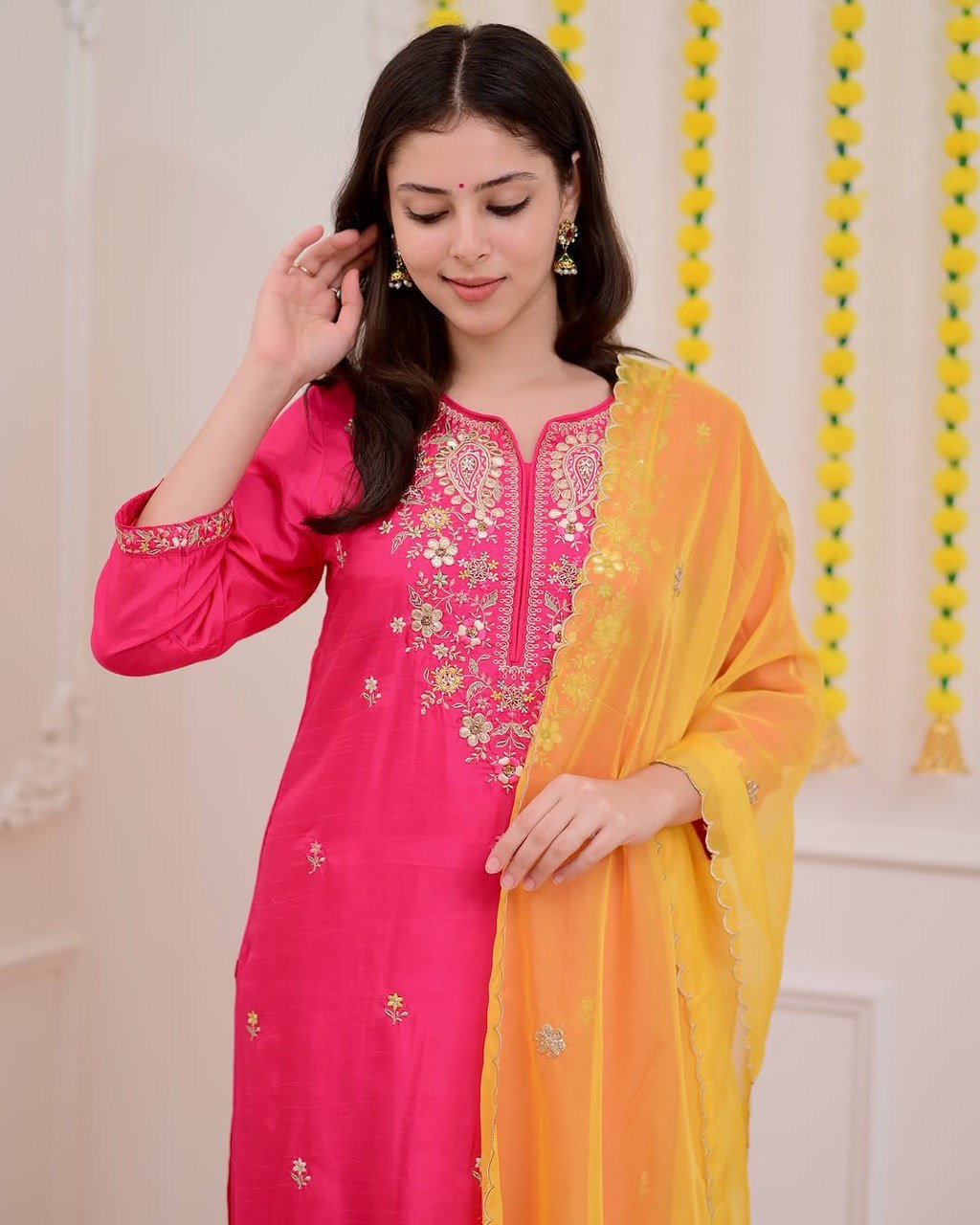 Pink Elegance Kurta Set With Dupaata