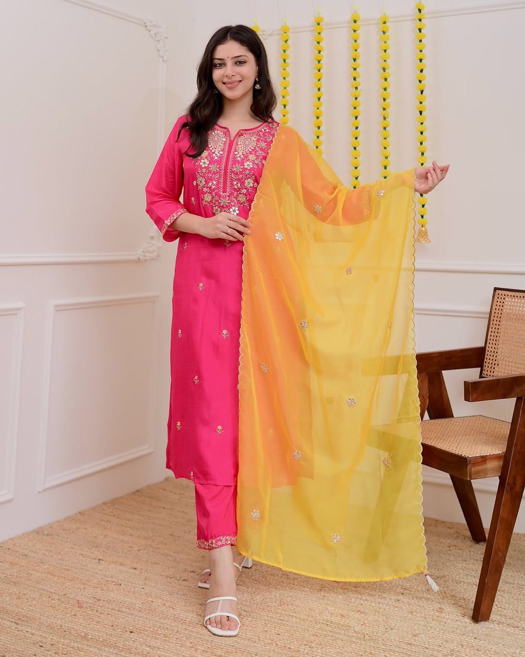 Pink Elegance Kurta Set With Dupaata