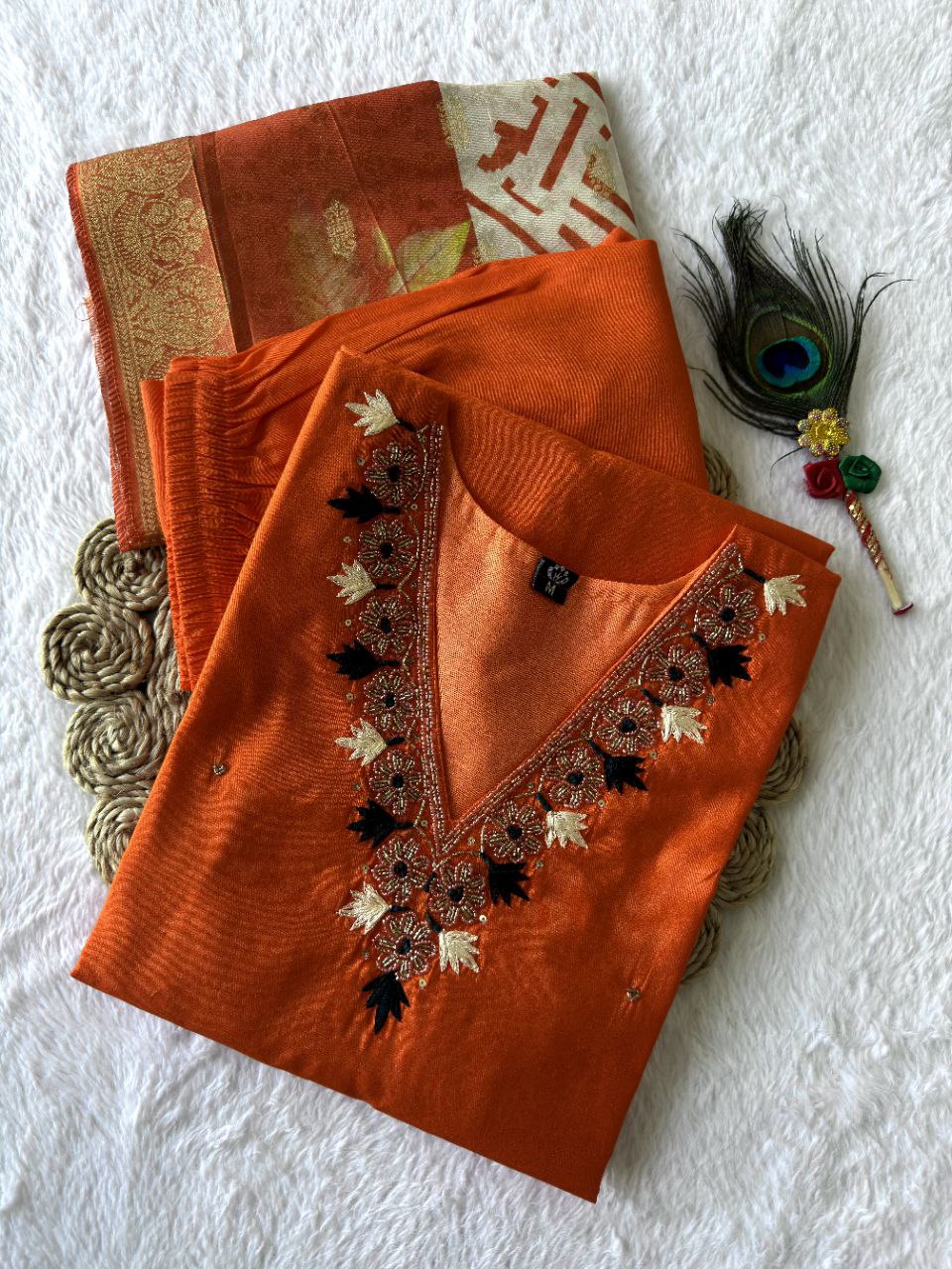 New Beautiful Hand Work Designers Kurta Pent Dupatta Set