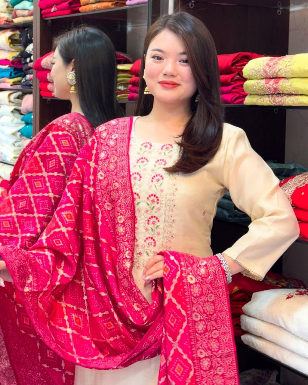 Graceful Banarasi Bandhej Suit Set