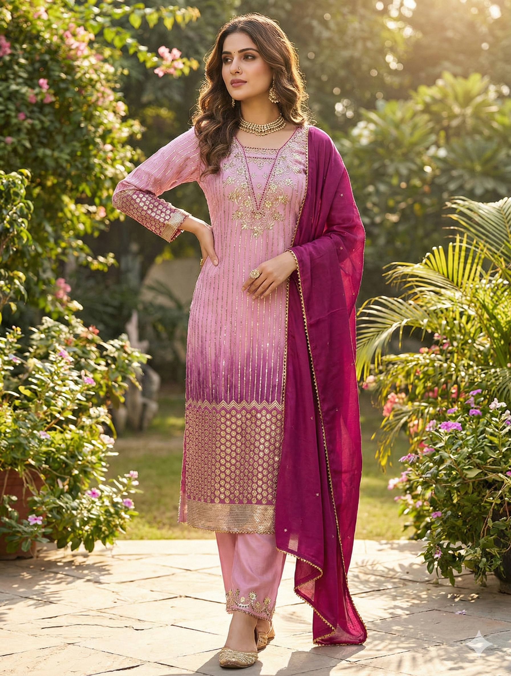DESIGNER WEAR EMBROIDERED TOP PANT  AND DUPATTA
