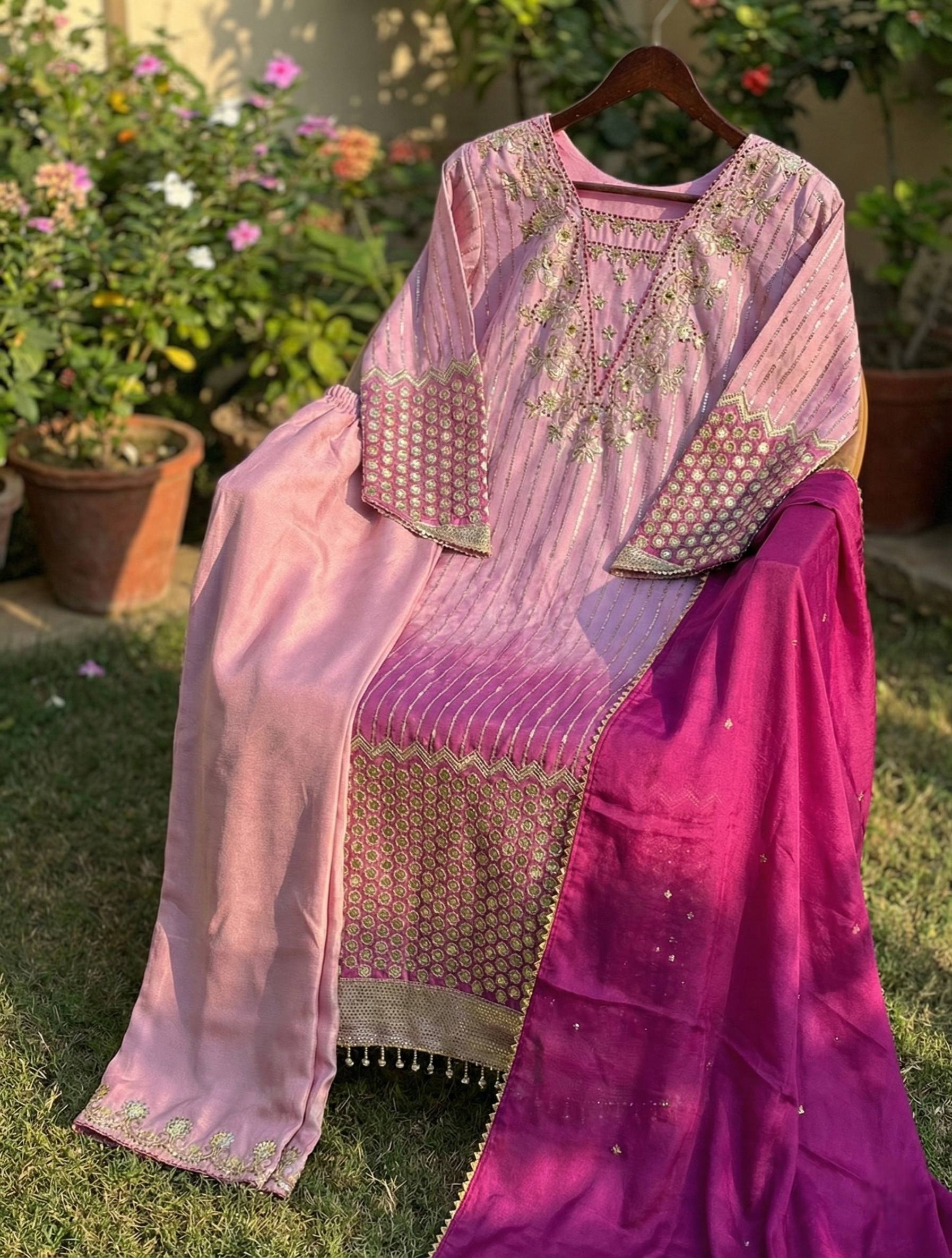 DESIGNER WEAR EMBROIDERED TOP PANT  AND DUPATTA
