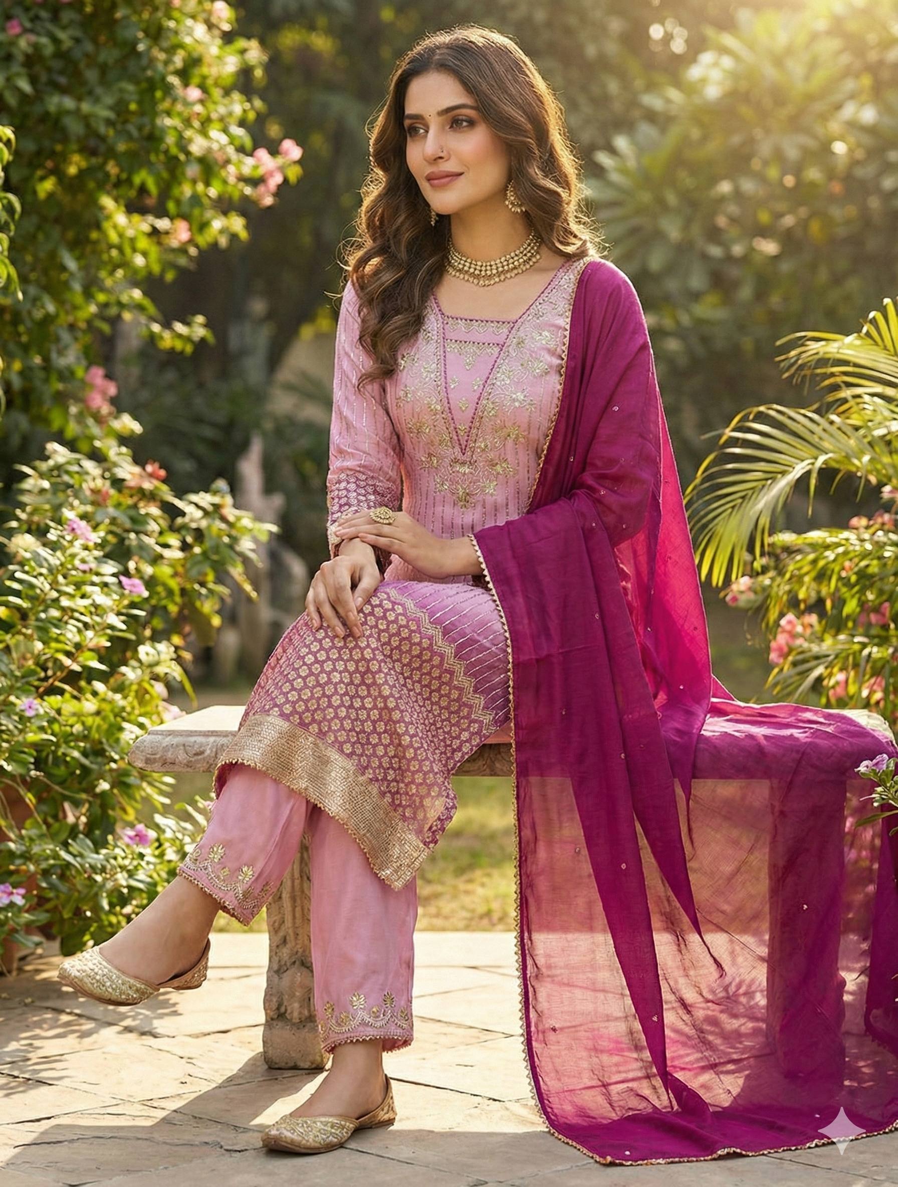 DESIGNER WEAR EMBROIDERED TOP PANT  AND DUPATTA